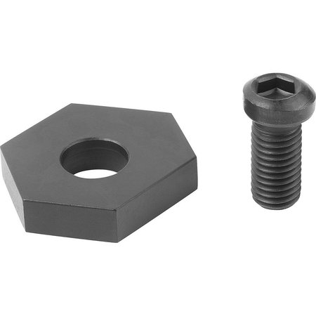 KIPP Chock Clamp Hexagon D=M12, Form:A Mild Steel, Variable K0023.10